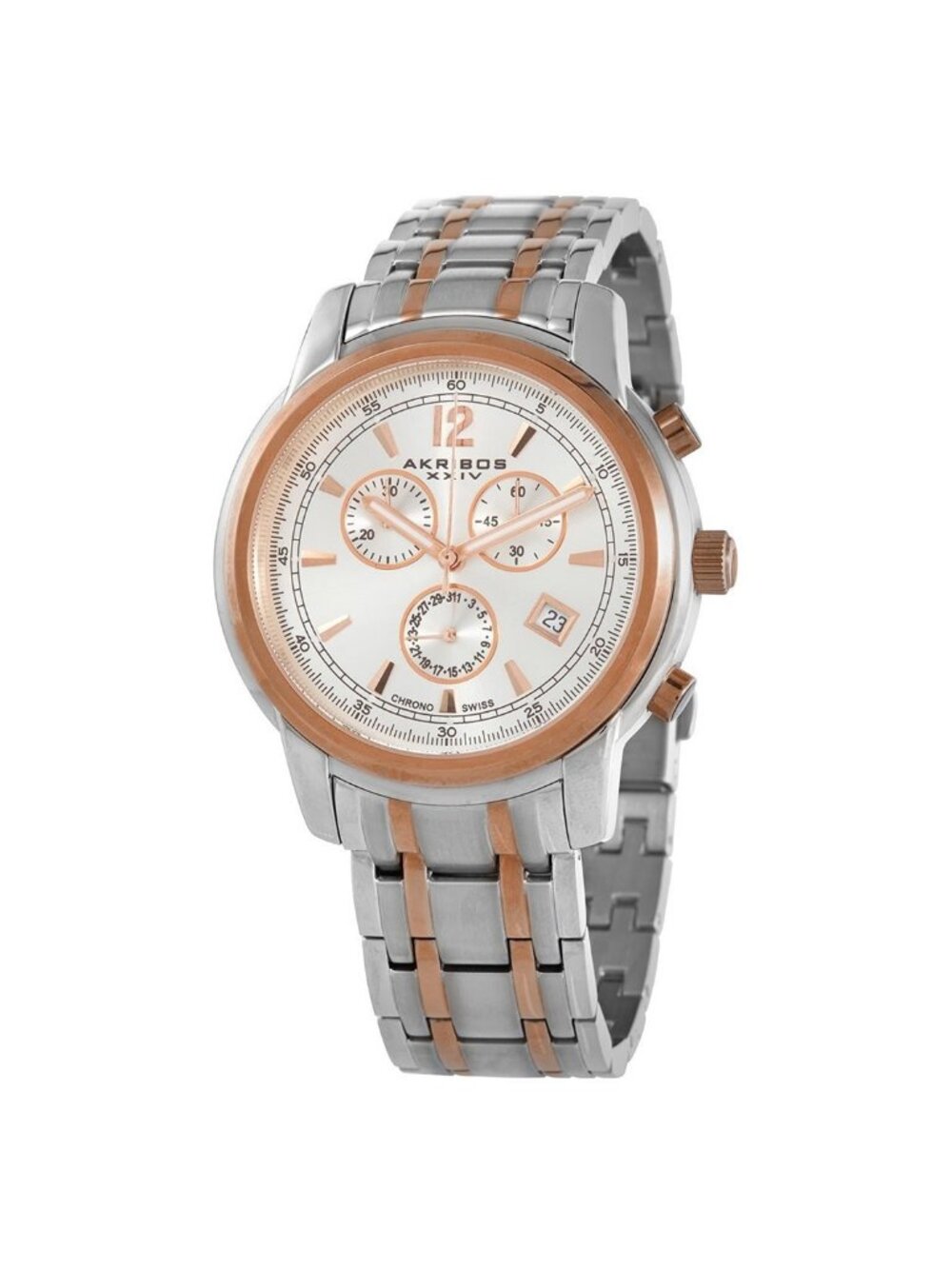NWT Akribos XXIV Chronograph Silver Dial Men's Watch